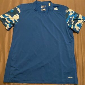Adidas Blue and White Camo Sleeve Tee